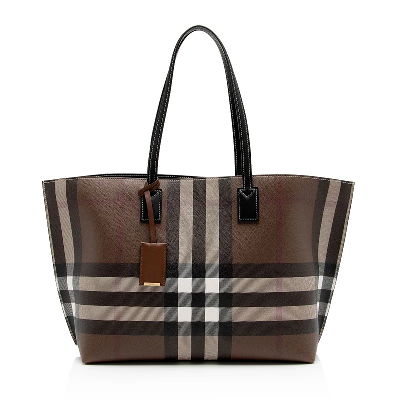 Burberry E-Canvas House Check Denny Medium Tote (SHF-s3ApZG)