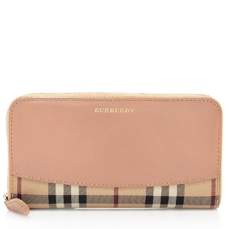 Burberry Haymarket Check Elmore Zip Around Wallet (SHF-19807)