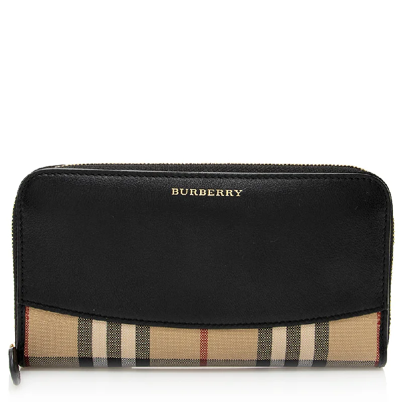 Burberry Haymarket Check Elmore Zip Around Wallet (SHF-20277)