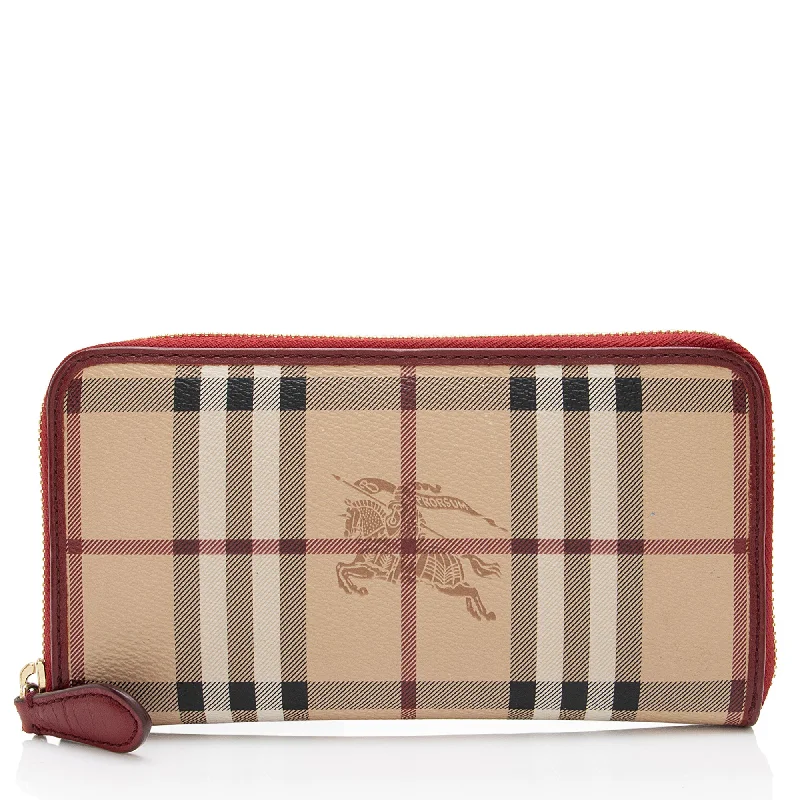 Burberry Haymarket Check Zip Around Wallet (SHF-8zBWAj)