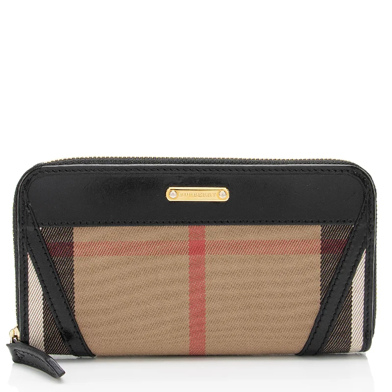 Burberry House Check Bridle Ziggy Zip Around Wallet (SHF-5DXwft)