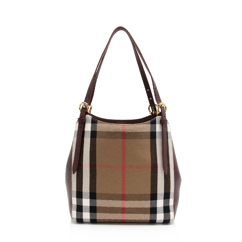 Burberry Leather House Check Canterbury Small Tote (SHF-pFpn6o)