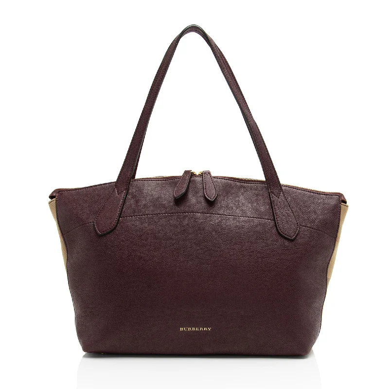 Burberry Leather House Check Derby Welburn Small Tote (SHF-SRg97n)