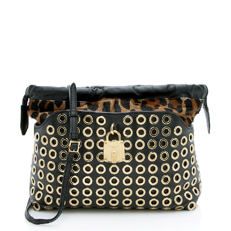 Burberry Leather Leopard Pony Hair Grommet Little Crush Crossbody Bag (SHF-18865)