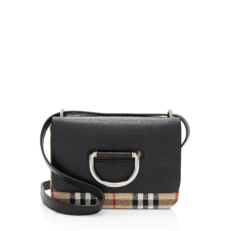 Burberry Leather Vintage Check D-Ring Mini Crossbody Bag (SHF-ltBVNi)