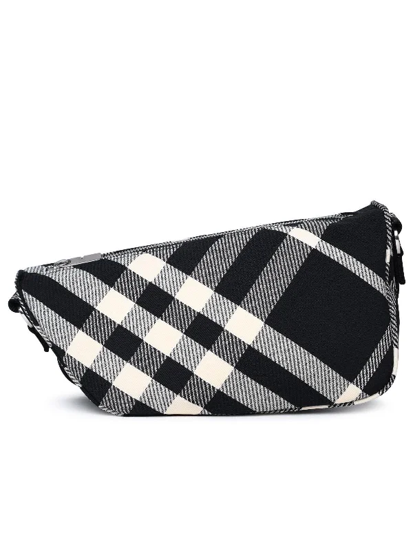 Burberry 'Shield Messenger' Black Cotton Blend Crossbody Bag Man