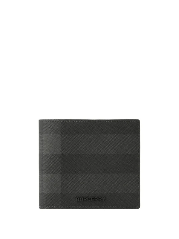 BURBERRY Mini Grey Check Bi-Fold Wallet