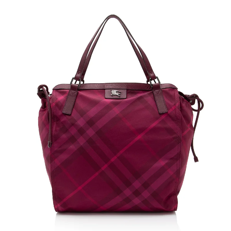 Burberry Nylon Check Buckleigh Packable Small Tote (SHF-ibEbJ7)