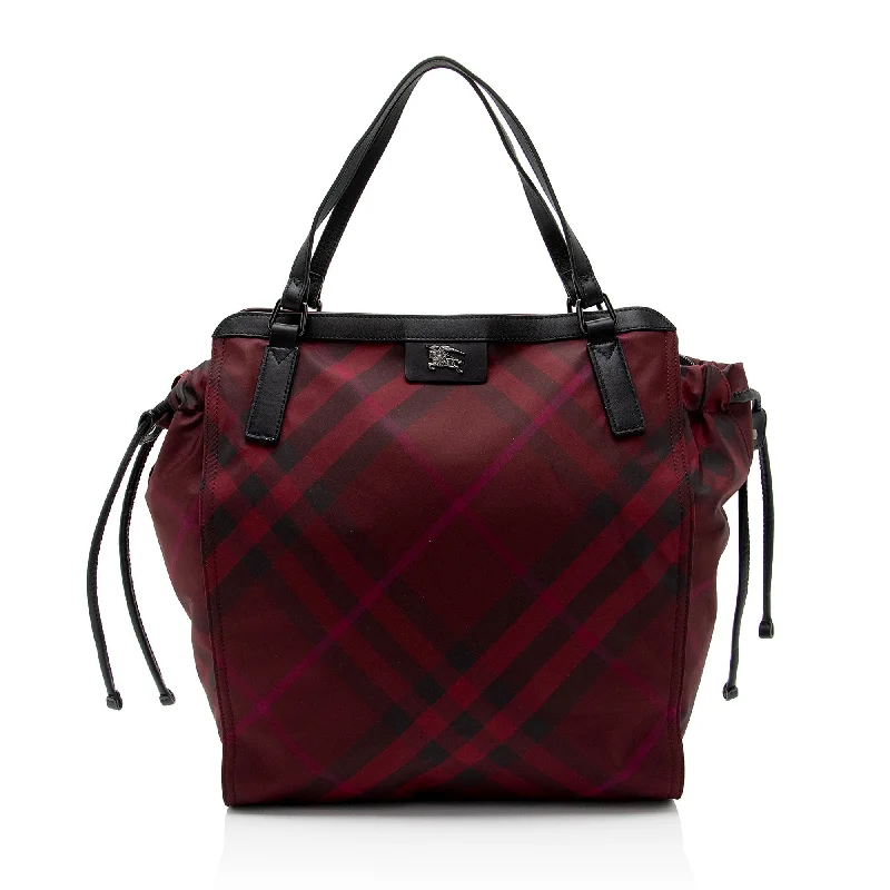 Burberry Nylon Check Buckleigh Packable Small Tote (SHF-mg4mKV)