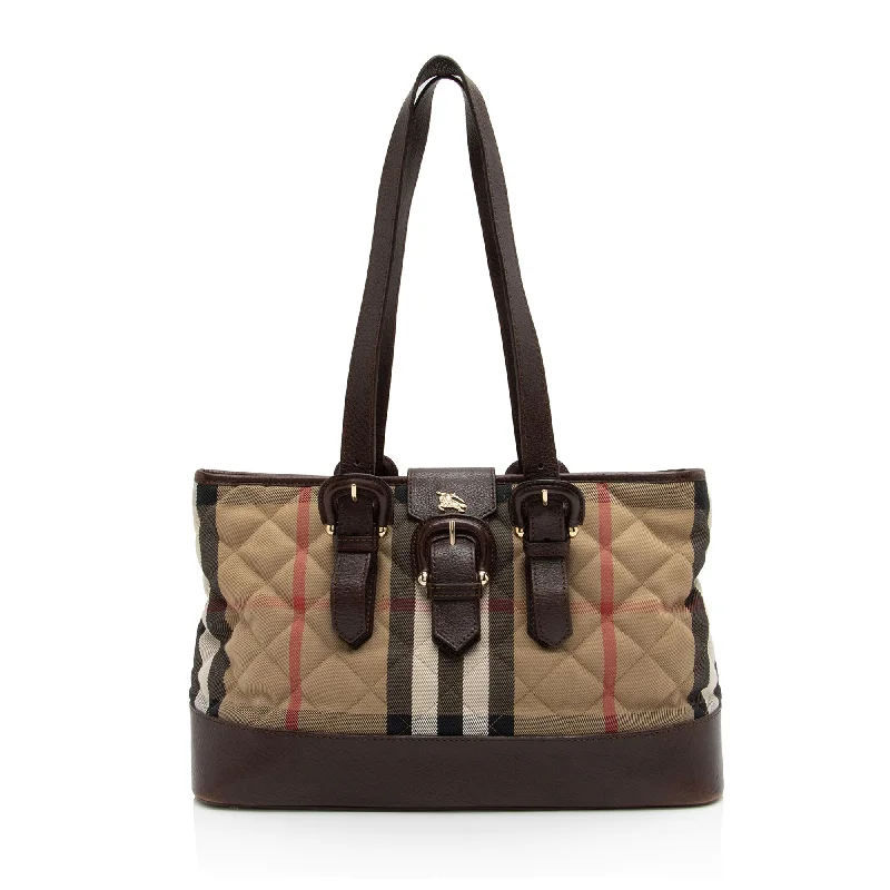 Burberry Quilted House Check Manor Tote (SHF-9N5HL6)