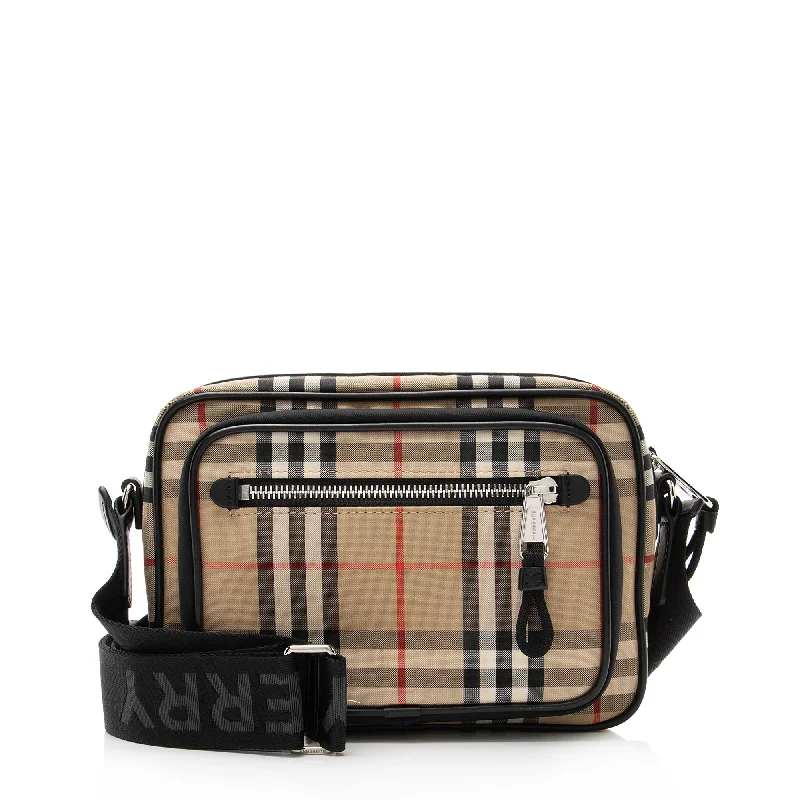 Burberry Vintage Canvas Check Leather Crossbody Bag (SHF-23042)