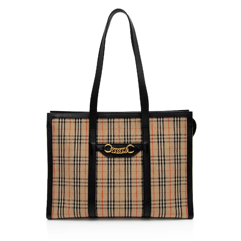 Burberry Vintage Check 1983 Link Zip Tote (SHF-DCHhVW)