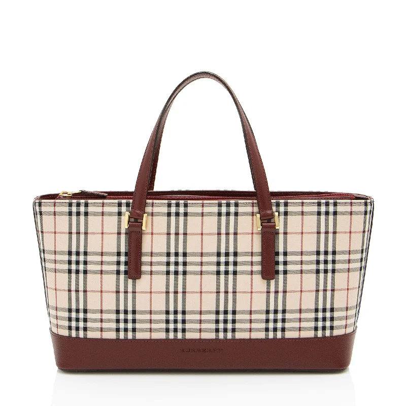 Burberry Vintage House Check E/W Tote (SHF-Iqy2WV)