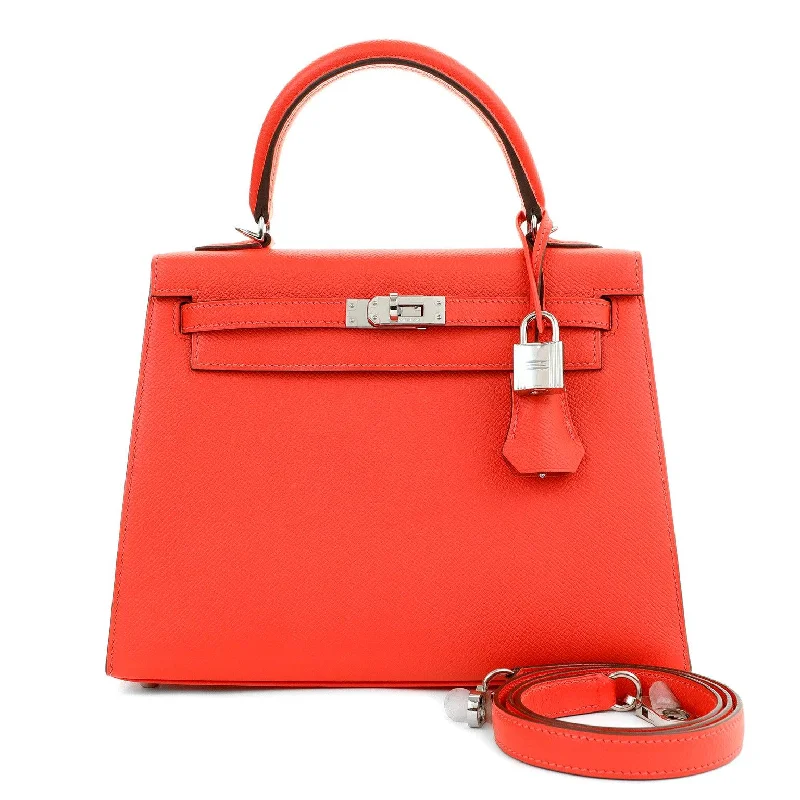 Hermès 25cm Rose Jaipur Epsom Sellier Kelly Palladium