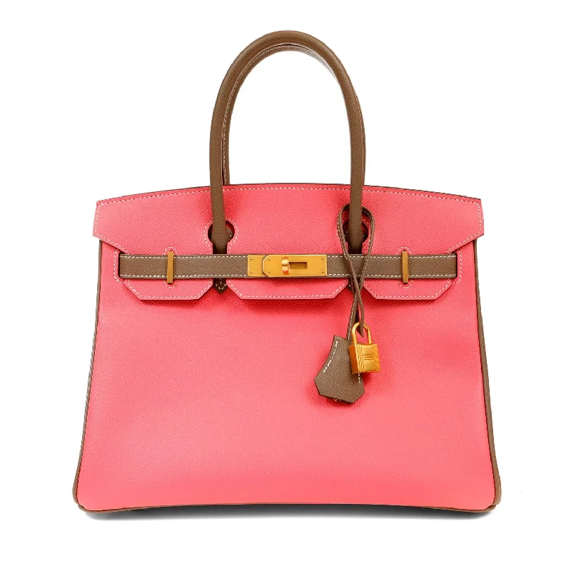 Hermès 30cm Rose/ Etoupe Epsom Horseshoe Birkin w/ Gold Hardware