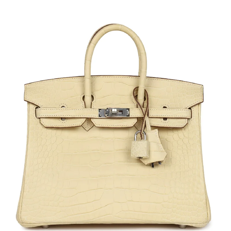 Hermes Birkin 25 Vanille Matte Alligator Palladium Hardware