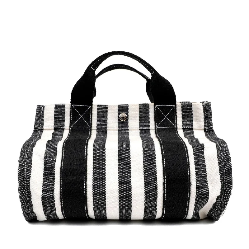 Hermes Black and White Canvas Tote Bag