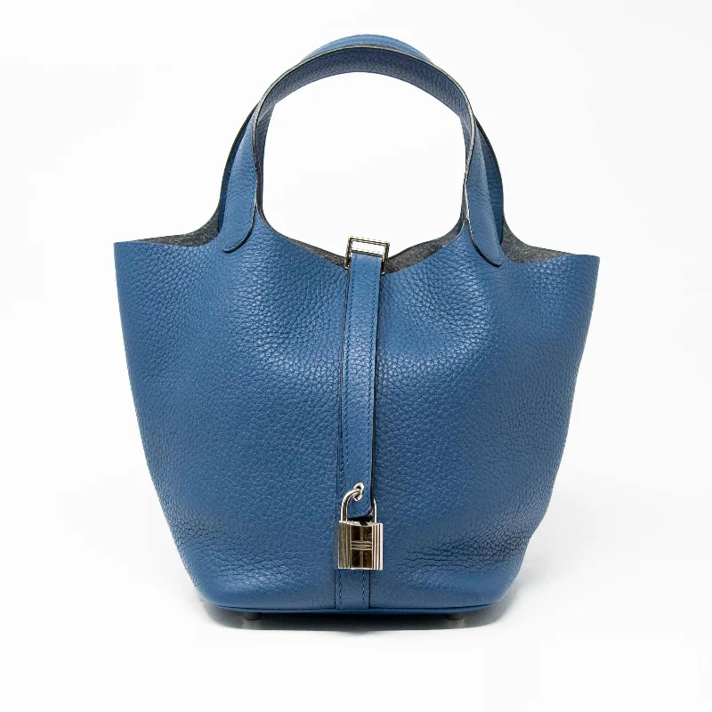 Hermes Bleu Agate Clemence Picotin 18