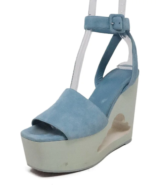 Hermes Blue Suede & Wood Wedges sz 9