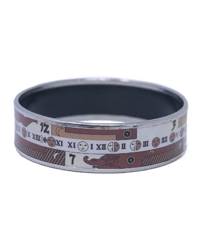 Hermes Brown & White 65 Small Wide Bangle