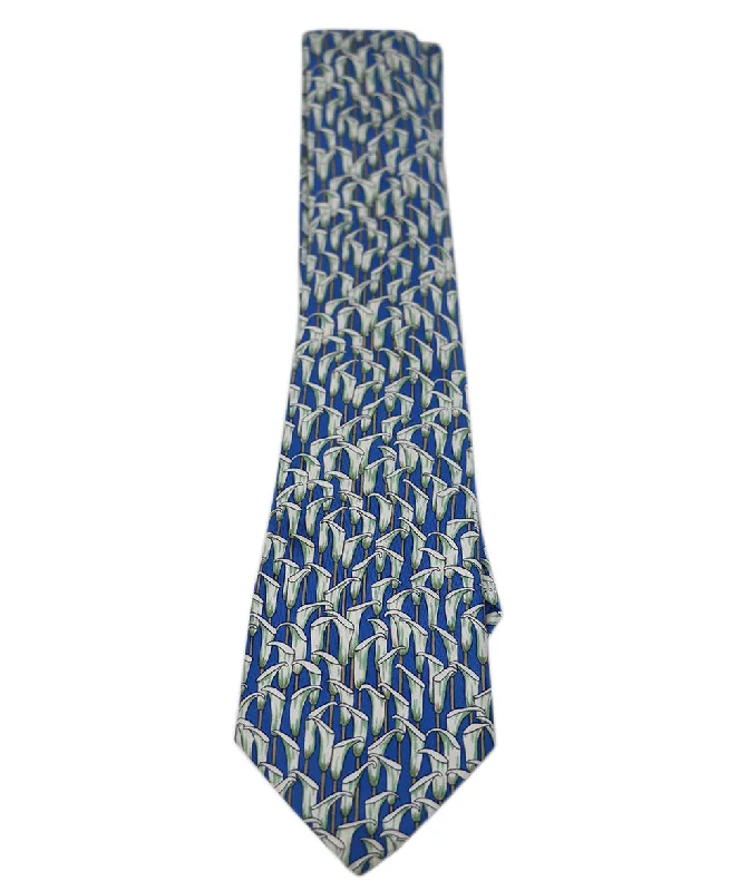 Hermes Calla Lily Print Silk Tie