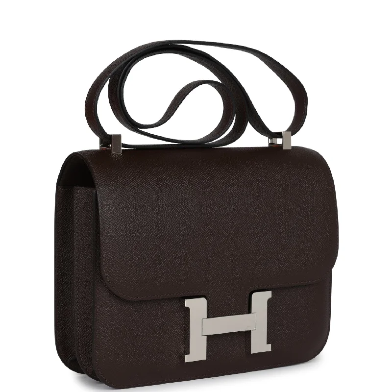 Hermes Constance 24 Chocolat Epsom Palladium Hardware