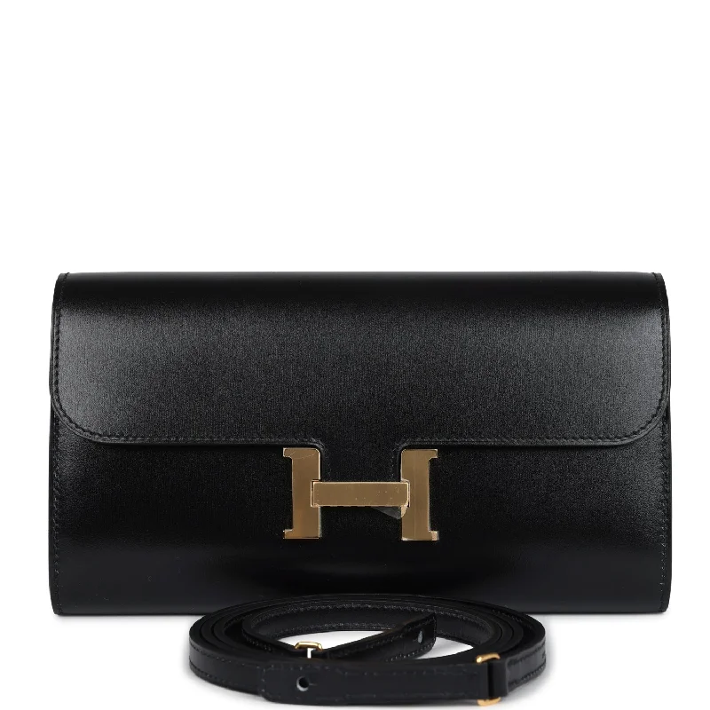 Hermes Constance Wallet To Go Black Box Gold Hardware