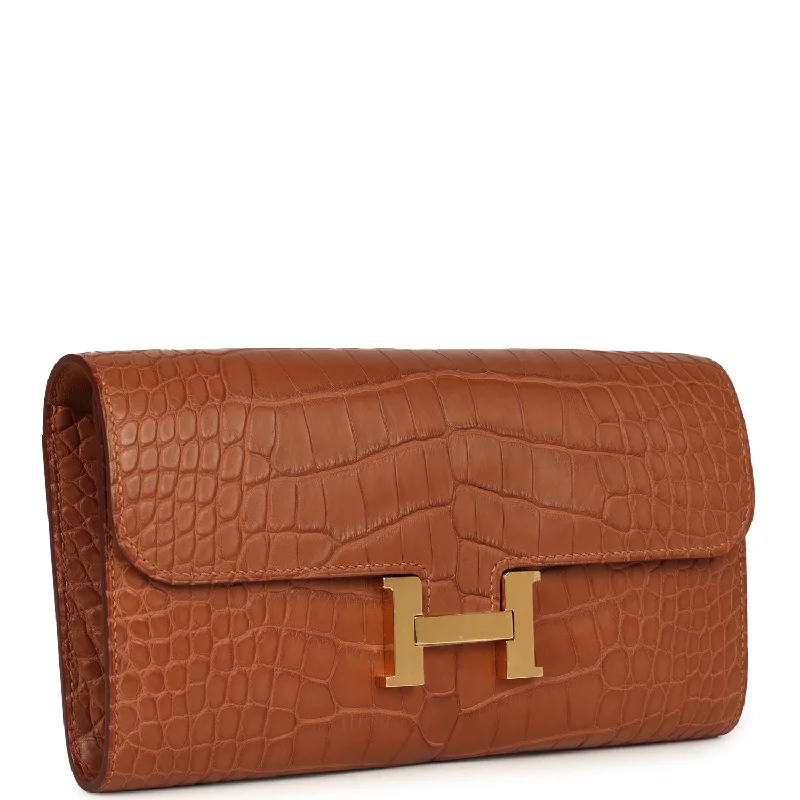 Hermes Constance Wallet To Go Gold Matte Alligator Gold Hardware