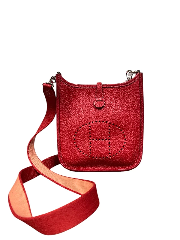 HERMES Evelyne TPM □Q Stamp Clemence Rouge Casaque PHW B1110FLGRF