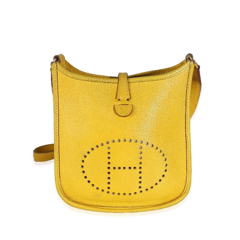 Hermès Jaune Ambre Clemence Mini Evelyne 16 TPM GHW