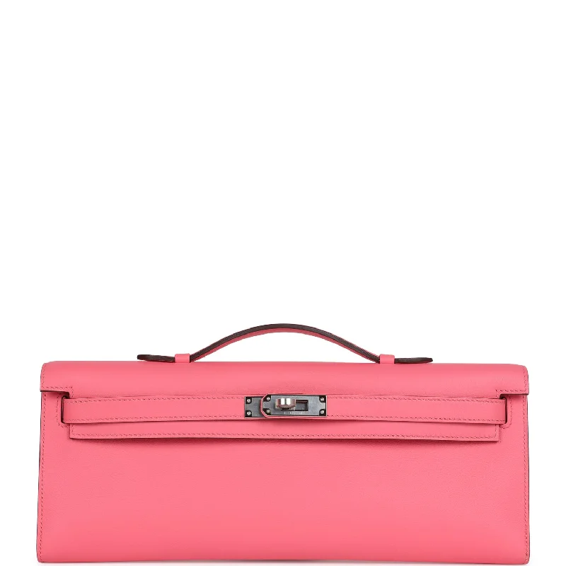 Hermes Kelly Cut Rose Azalee Swift Palladium Hardware