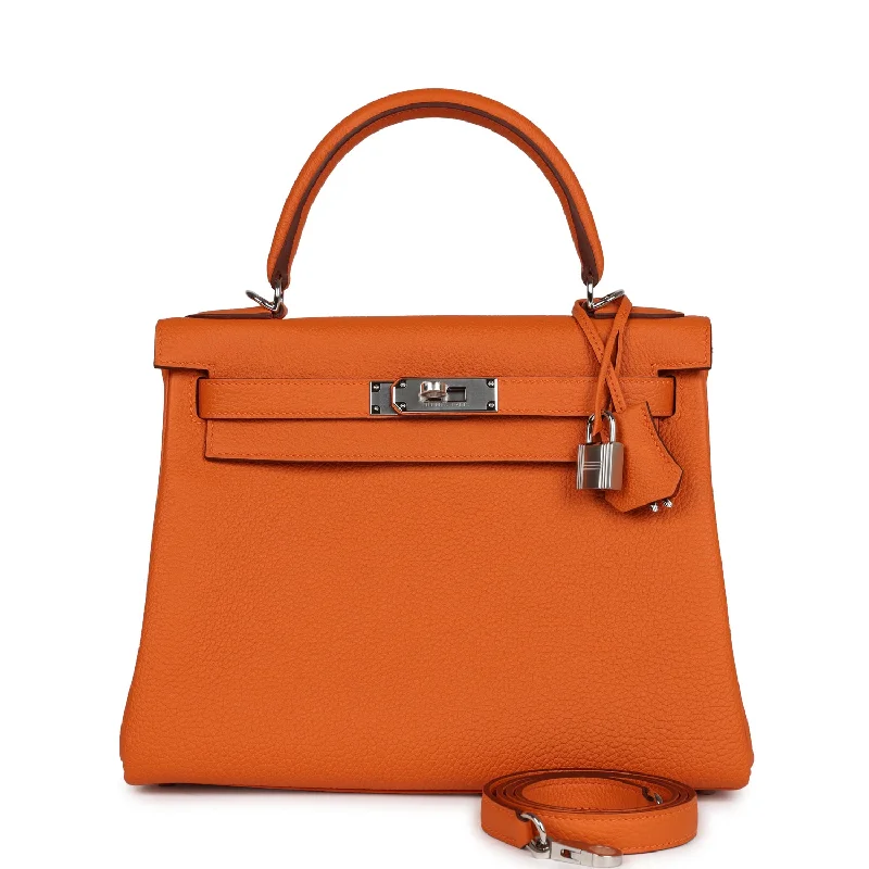 Hermes Kelly Retourne 28 Orange Togo Palladium Hardware