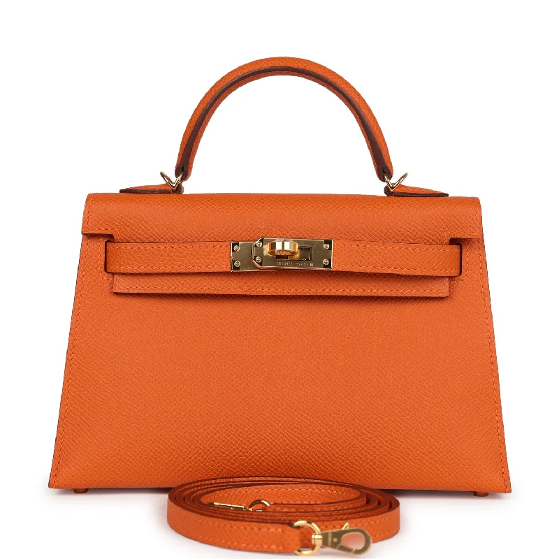 Hermes Kelly Sellier 20 Orange Epsom Gold Hardware