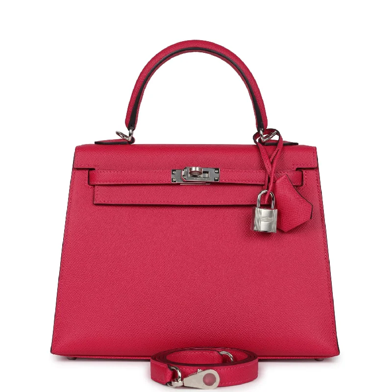 Hermes Kelly Sellier 25 Framboise Verso Epsom Palladium Hardware