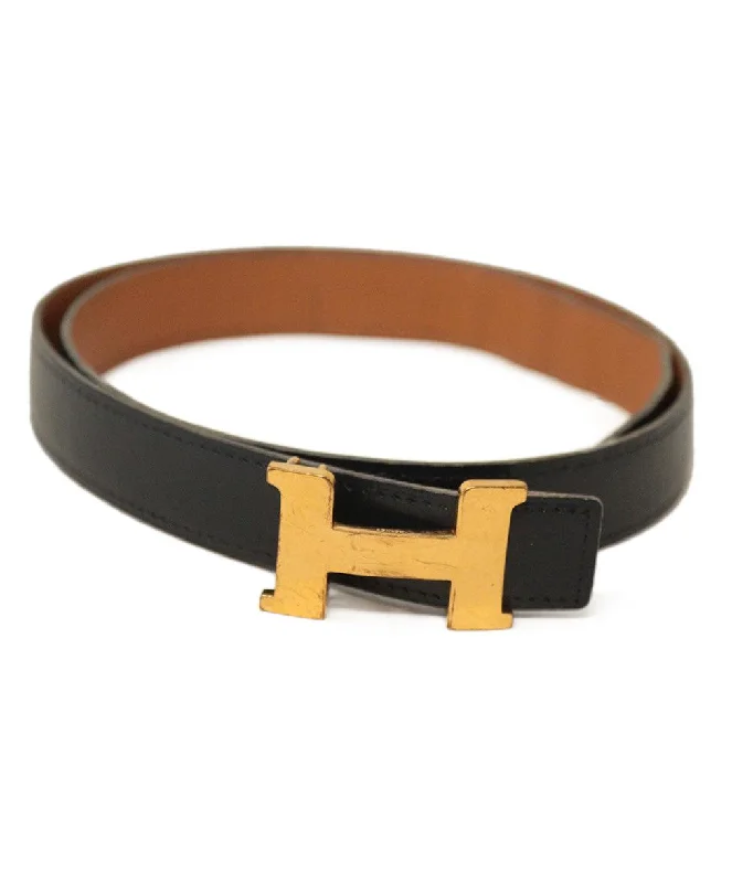 Hermes Navy Blue Leather Belt