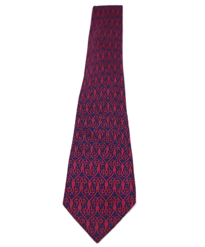 Hermes Red & Navy Print Tie