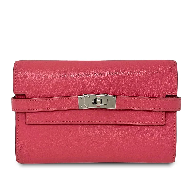 Hermes Rose Azalee Chevre Short Kelly Wallet