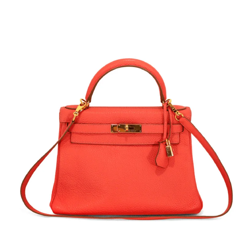 Hermès 28cm Rouge Casaque Togo Leather Kelly Bag