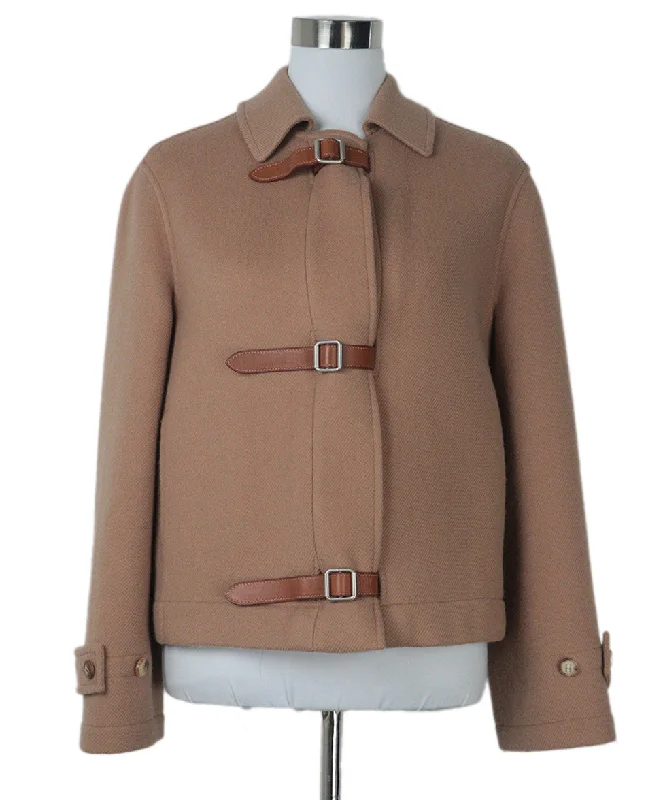 Hermes Tan Wool & Cashmere Jacket sz 8