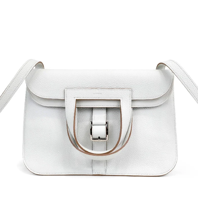 Hermes White Togo 31 GM Halzan w/ Palladium Hardware