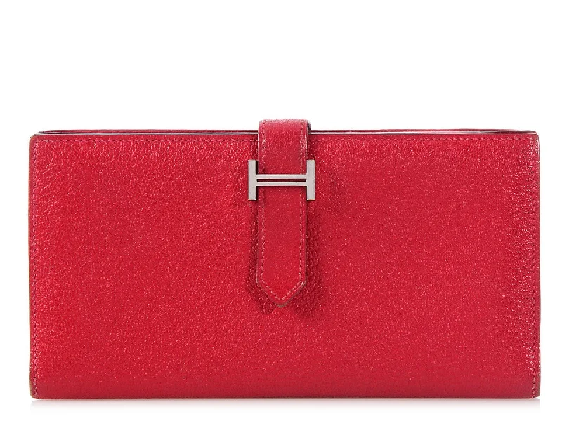 Hermès Rouge Casaque Bearn Gusset Wallet