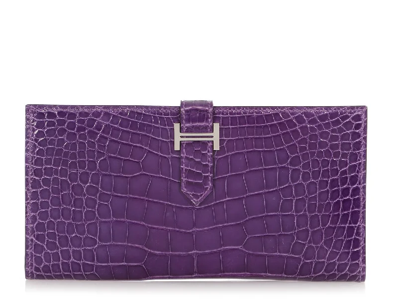 Hermès Ultraviolet Shiny Alligator Béarn Wallet