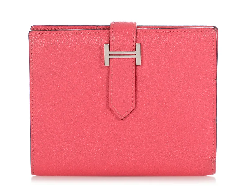 Hermès Rose Lipstick Chèvre Béarn Compact Wallet