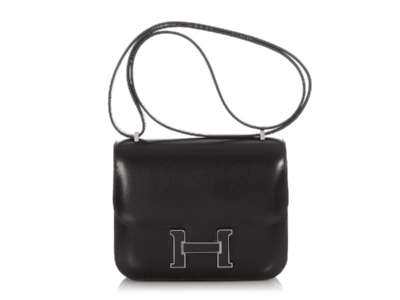 Hermès Black Box Calfskin Constance 18 with Aventurine Clasp