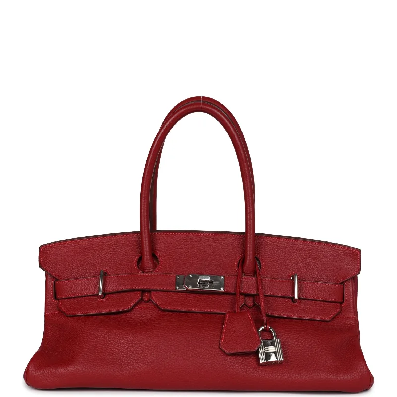 Pre-owned Hermes Shoulder Birkin 42 JPG Rouge Vif Clemence Palladium Hardware